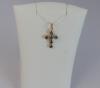 Pendentif Croix or rose  topazes bleues