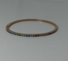 Perles de Tahiti et autres Perles BRACELET LIGNE PIERRES DE COULEUR EXTENSIBLE