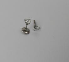 Diamants Boutons d'oreilles diamant, chatons 3 griffes