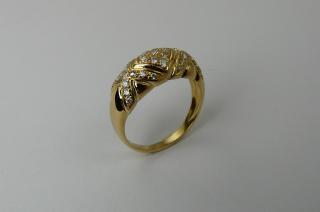 Bague or  jaune  jonc diamants