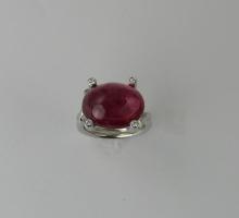  Bague Tourmaline rose cabochon