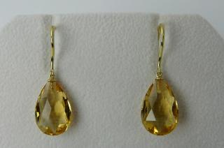 Boucles d'oreilles Citrine goutte taille briolette 