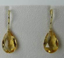 Pierres fines Boucles d'oreilles Citrine goutte taille briolette 