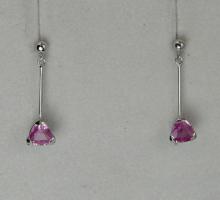 Pierres fines Boucles d'oreilles pendants saphirs roses