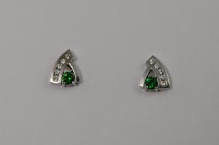 Boucles  d'oreilles tsavorite et diamant