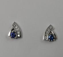  boucles d'oreilles Saphir et diamants