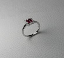 Bagues pierres de couleurs fines et prcieuses Bague rubis contemporaine entourage diamant