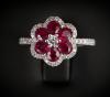 Bague Rubis entourage diamant