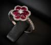 Bague Rubis entourage diamant