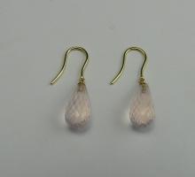 Pierres fines Boucle d'oreille QUARTZ rose gouttes